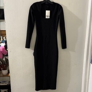 Zara Black Long Sleeve Dress